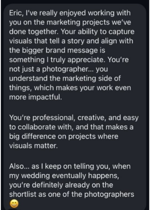 Client testimonial