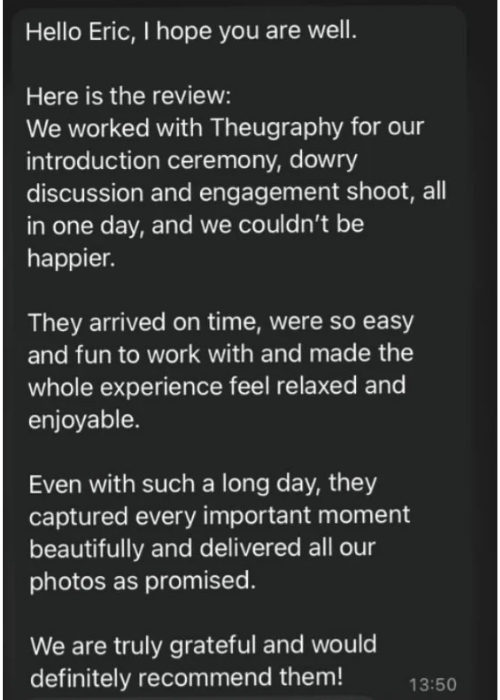 Client testimonial
